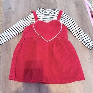 Old Navy Red Corduroy Dress with Heart Accent 6-12m Valentines